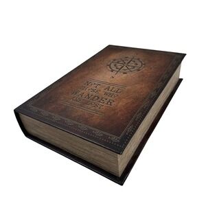 Decorative Book Box Not All Those Who Wander Are Lost Compass Brown Faux Leather
